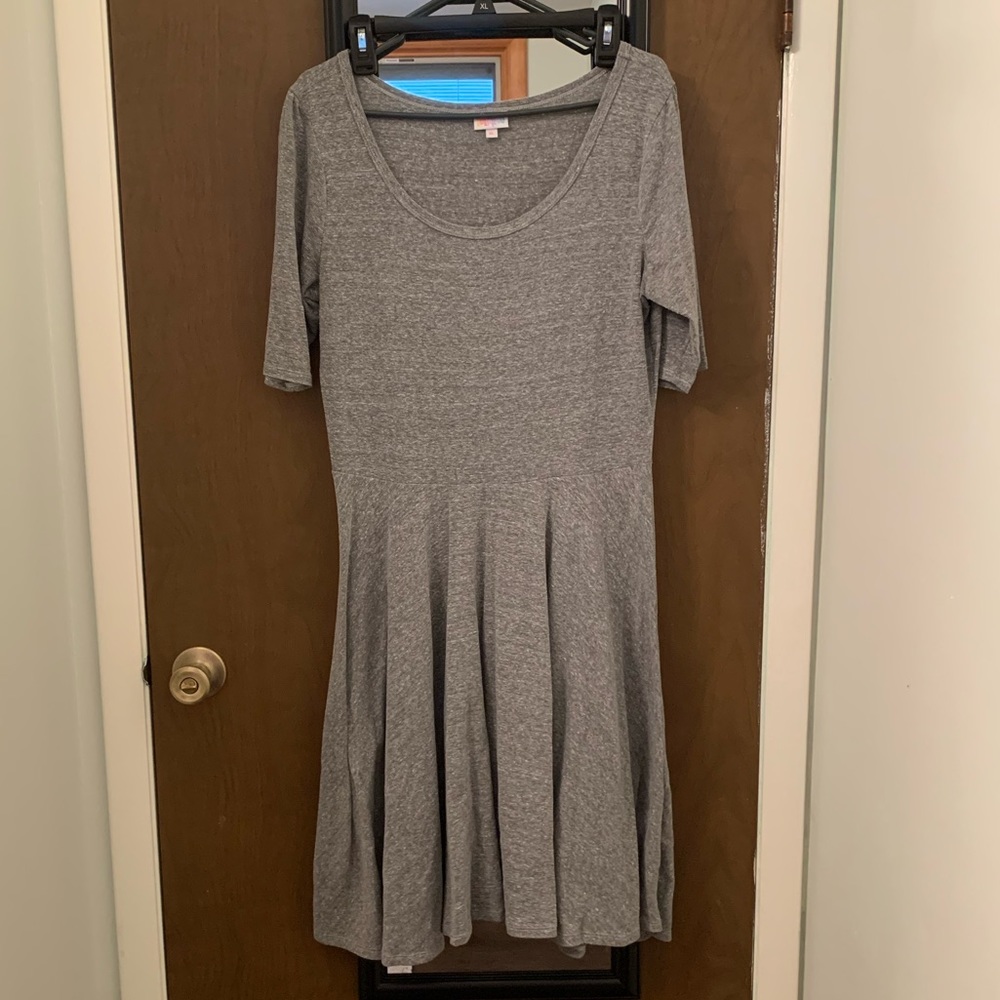 LuLaRoe Nicole Mid-Length Heathered Gray Dress